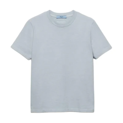 (Women) PRADA SS24 Solid Blue Crewneck Short-Sleeve T-Shirt. 3548B-145S-F0M10-S-OOO