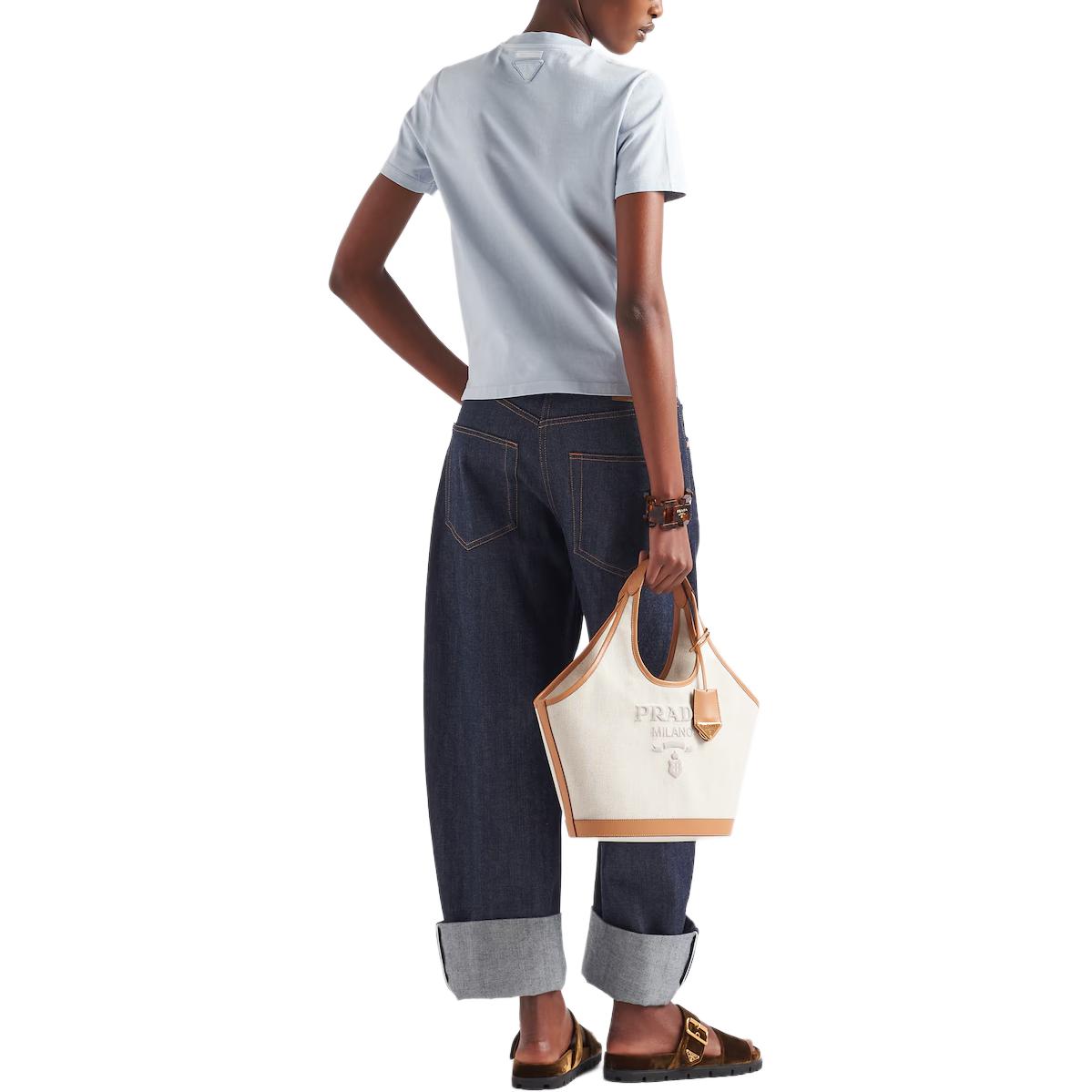 Shop (W) 普拉达 SS24 纯蓝色圆领短袖T恤 3548B-145S-F0M10-S-OOO