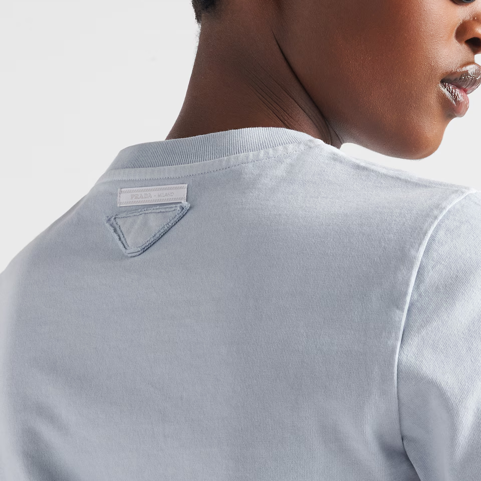 Details for (W) 普拉达 SS24 纯蓝色圆领短袖T恤 3548B-145S-F0M10-S-OOO