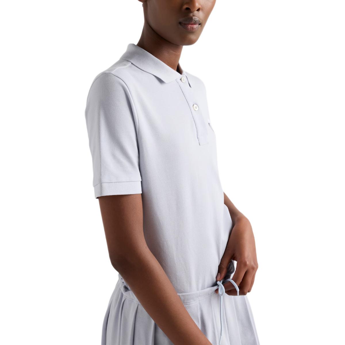 Purchase (Women) PRADA SS24  Solid Logo Short-Sleeve Polo Shirt - Galactic Blue. 39587-148K-F0M10-S-OOO