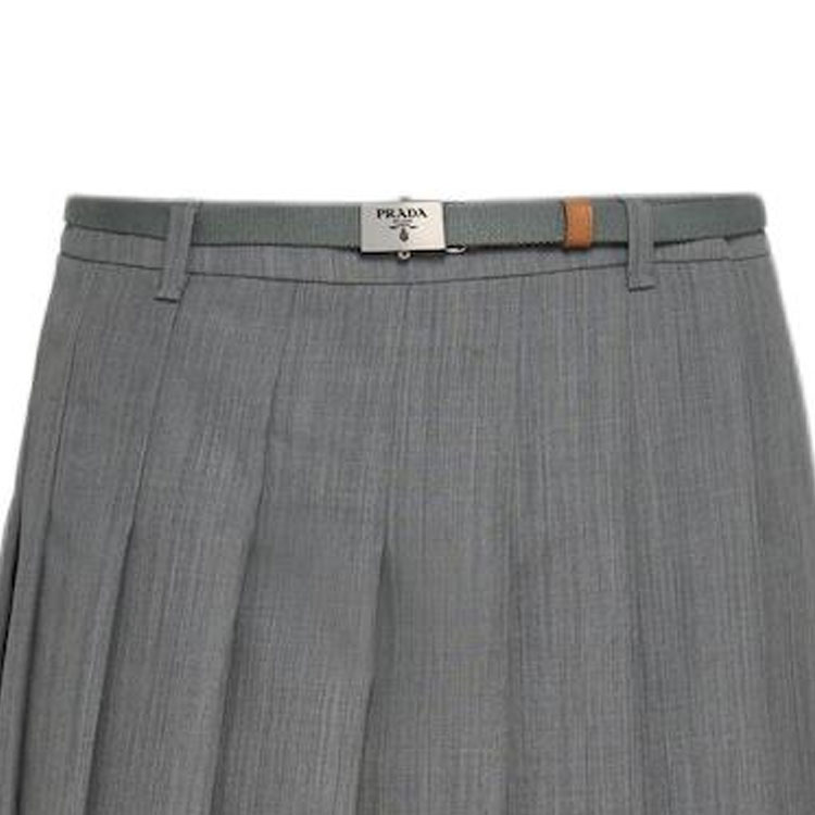 Details for (W) プラダ SS24 ソリッドラッププリーツカジュアルマキシスカート グラニットグレー P129JH-13NH-F073X-S-OOO