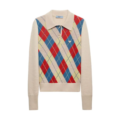 (Women) PRADA SS24 Triangle Enamel Logo Long Sleeve Sweater Multi-Color. P24G2Z-15I3-F0036-S-OOO