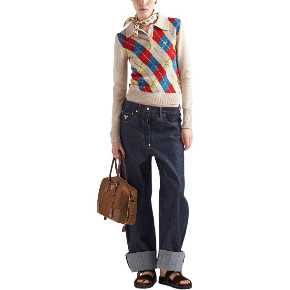 (Women) PRADA SS24  Triangle Enamel Logo Long Sleeve Sweater Multi-Color. P24G2Z-15I3-F0036-S-OOO 圖 3