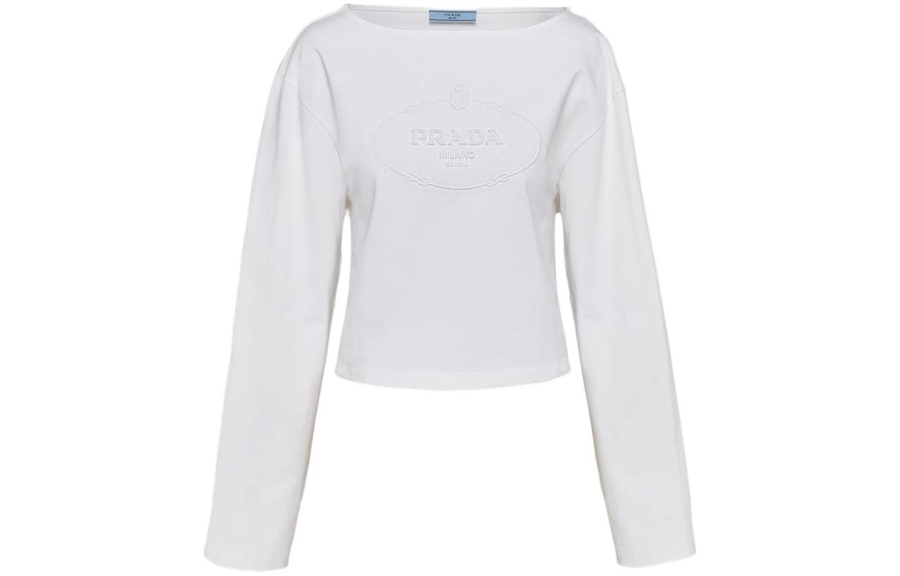 Order (W) PRADA SS24 白色長袖T恤附Logo印花。 34658-14LQ-F0009-S-OOO