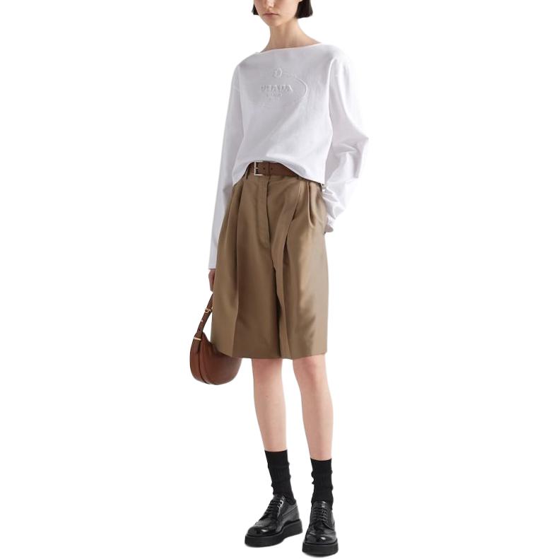 Purchase (W) PRADA SS24 白色長袖T恤附Logo印花。 34658-14LQ-F0009-S-OOO