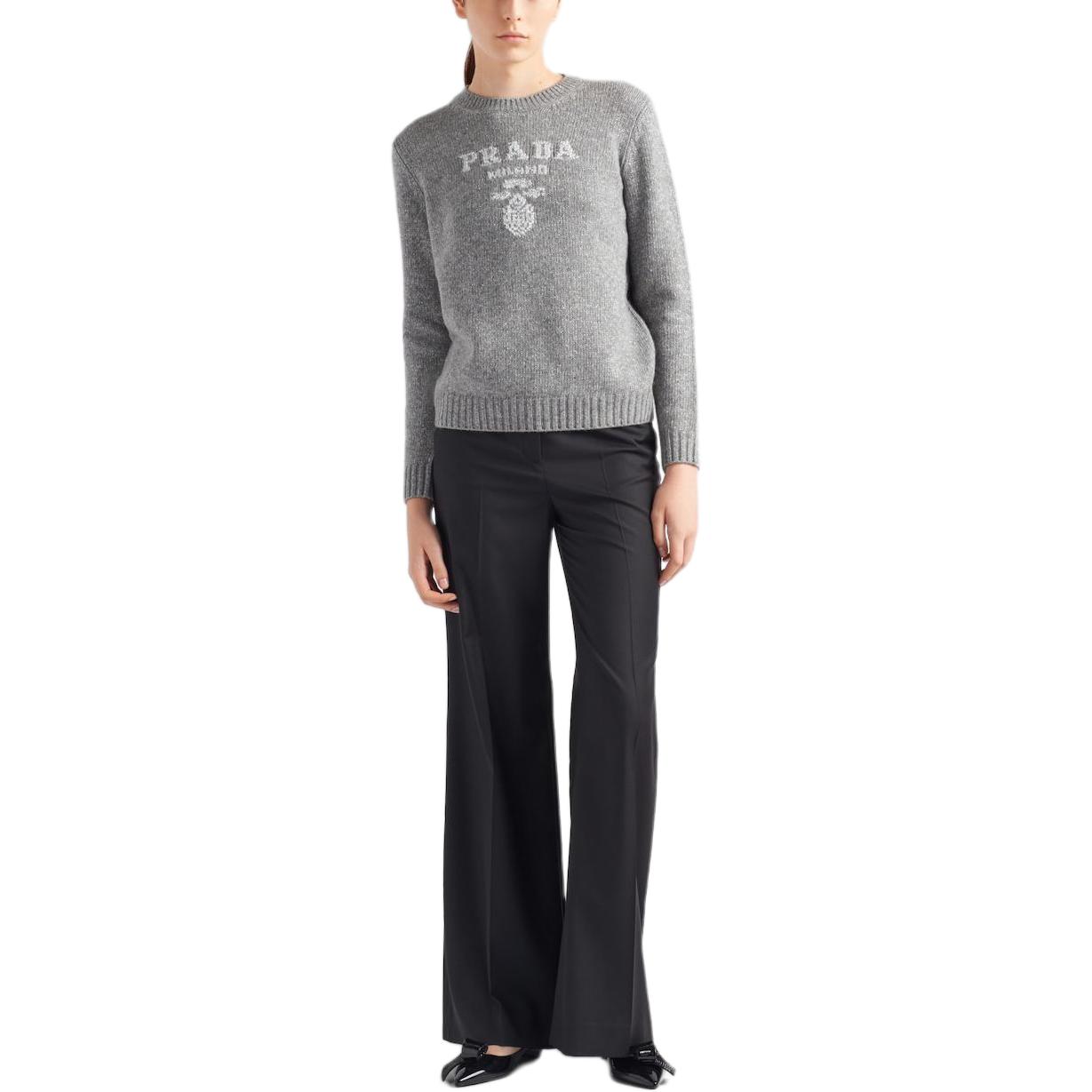 (Women) PRADA SS24  Wool Cashmere Lamé Crew-Neck Sweater Gray Long Sleeve. P24B2Q-134M-F0D1P-S-OOO 圖 3