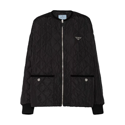 (Women) Prada SS24 Black Long Sleeve Jacket with Logo Crew Neck Design 292167-1WQ9-F0002-S-OOO