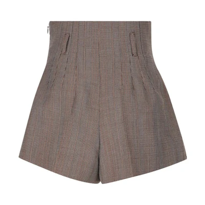 (Women) PRADA SS24 High-Waisted Pleated Flare Casual Shorts Women - Tobacco Color P214I-14XI-F0005
