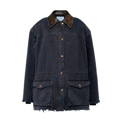 (Women) Prada SS24 Navy Blue Colorblock Collared Long Sleeve Jacket 29X181-145O-F0216-S-OOO