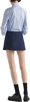 (W) Falda Corta Casual Azul Marino PRADA SS24 con Botón Único para Mujer. P128J-1EVU-F0008-S-OOO Shop (W) Falda Corta Casual Azul Marino PRADA SS24 con Botón Único para Mujer. P128J-1EVU-F0008-S-OOO