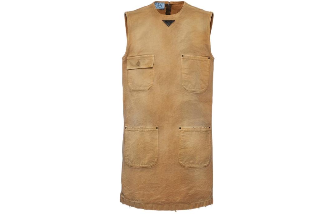 Order (Women) PRADA SS24 Sleeveless Round Neck Pocket Mini Dress  Light Brown 230712-145O-F0QB9-S-OOO