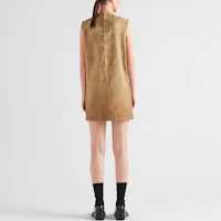 Shop (W) PRADA SS24無袖圓領口袋迷你洋裝 淺棕色 230712-145O-F0QB9-S-OOO