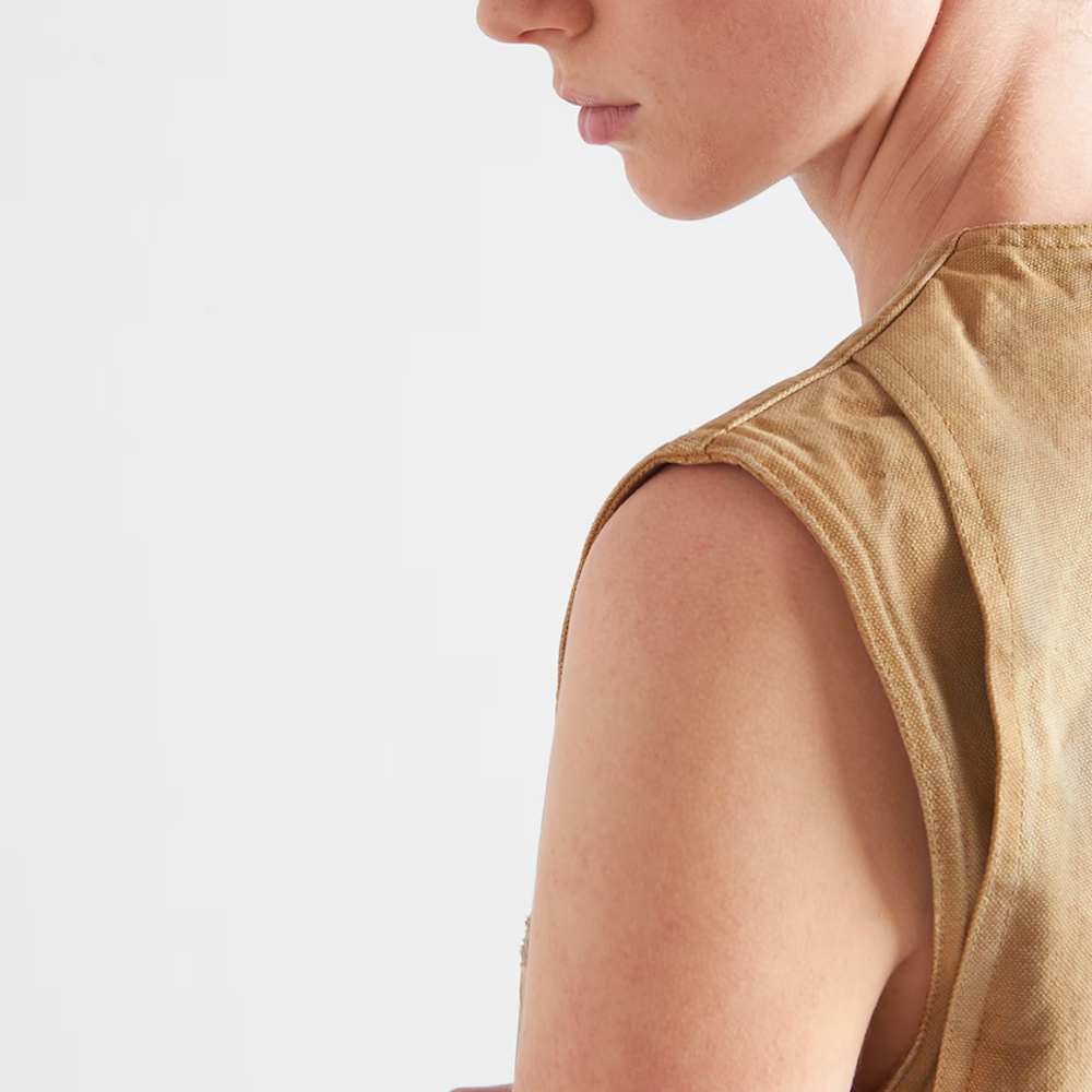 Purchase (Women) PRADA SS24 Sleeveless Round Neck Pocket Mini Dress  Light Brown 230712-145O-F0QB9-S-OOO