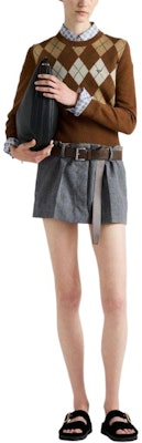 (W) PRADA SS24 條紋百摺鈕扣細節休閒裙 女 灰色 P146KK-15DK-F0308-S-OOO Lookbook (W) PRADA SS24 條紋百摺鈕扣細節休閒裙 女 灰色 P146KK-15DK-F0308-S-OOO