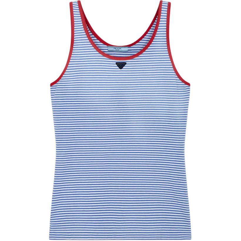(Women) PRADA SS26 Striped Cotton Sleeveless Tank Top 39659-186H-F0X36-S-OOO