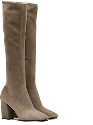 (W) Prada Sepatu Boots Tinggi Beludru 'Coklat' 1W315M_L66_F0193_F_085 Lookbook (W) Prada Sepatu Boots Tinggi Beludru 'Coklat' 1W315M_L66_F0193_F_085
