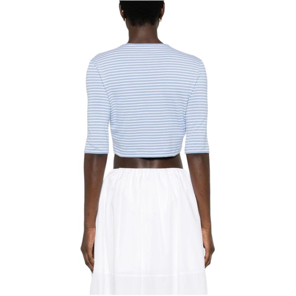 Shop (W) PRADA Baju Pullover Crewneck Berjalur Kasual Lengan Panjang Wanita SS24 39578-14O3-F0D9K-S-OOO