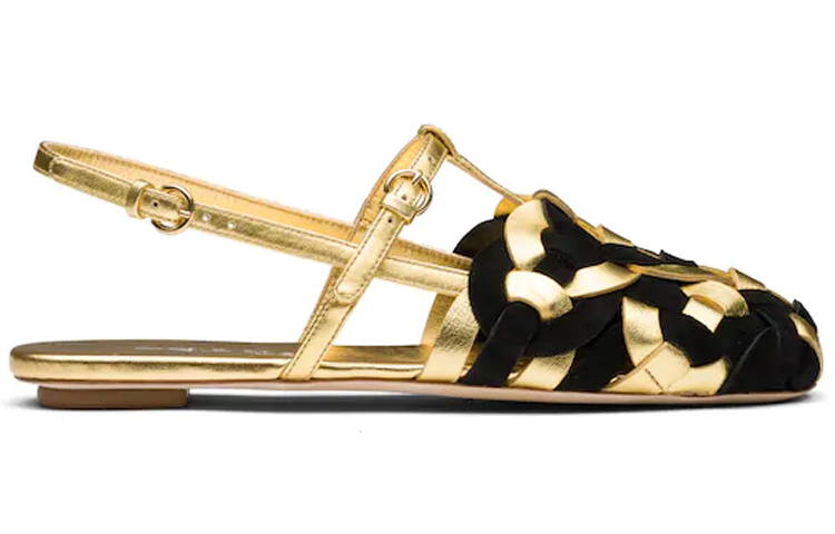(W) Prada Suede Braided Sandals 'Gold' 圖 2