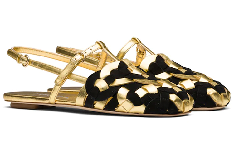 (W) Prada Suede Braided Sandals 'Gold' 圖 3