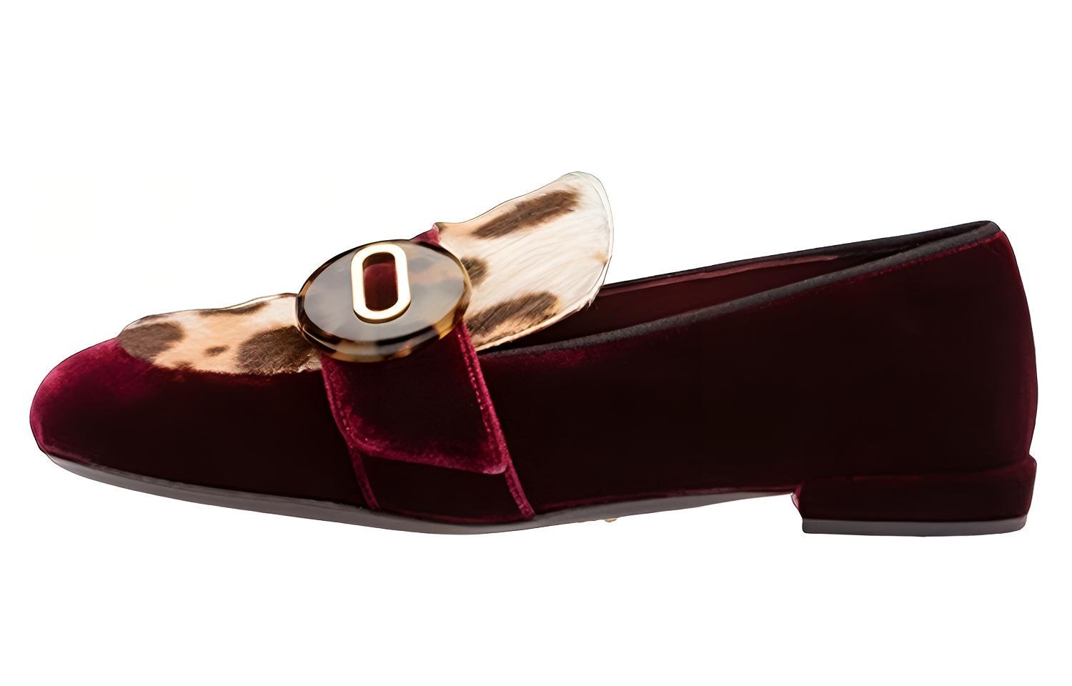 Buy (Women) Prada Suede Flat Shoes 'Burgundy' 1D758H_3J72_F0007