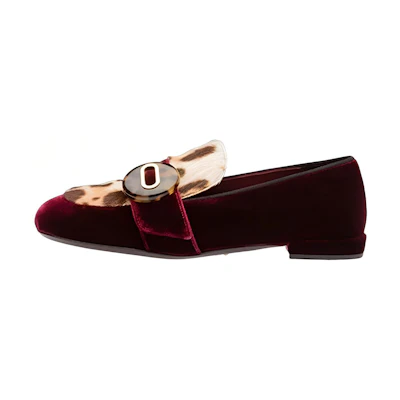 (W) Prada Suede Flat Shoes 'Burgundy'
