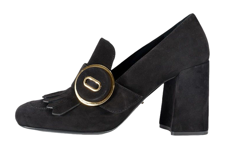 (W) Prada Suede High Heels 'Tassel Black'