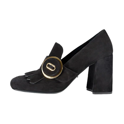 (W) Prada Suede High Heels 'Tassel Black'