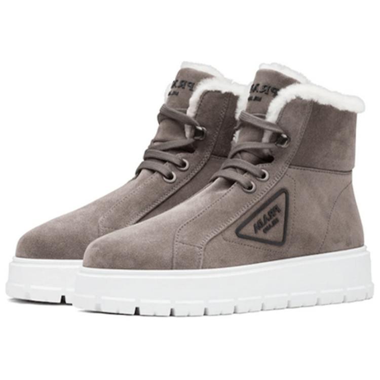 (W) Prada Suede Lace-Up Ankle Boots 'Brown Fleece-Lined' 圖 3