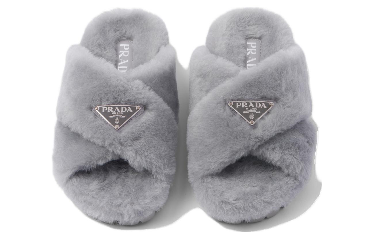 Shop (W) プラダスエードオープントゥスライドサンダル (グレー) 1XX600_173_F0591_F_ZF20