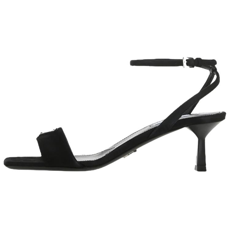 Buy (W) Sandales Prada en Suède à Talons Aiguilles avec Boucle ''Noir Mode'' 1X927M_008_F0002_F_005