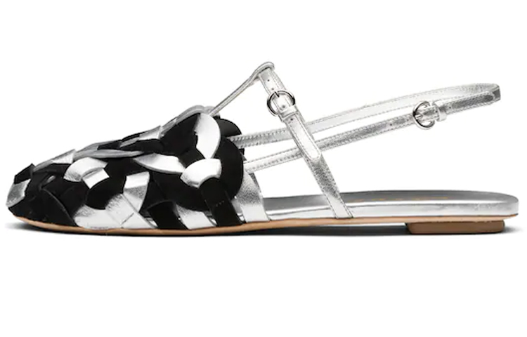 (Women) Prada Suede Woven Sandals 'Silver' 1S207M-3L2T-F0I89-F-A005