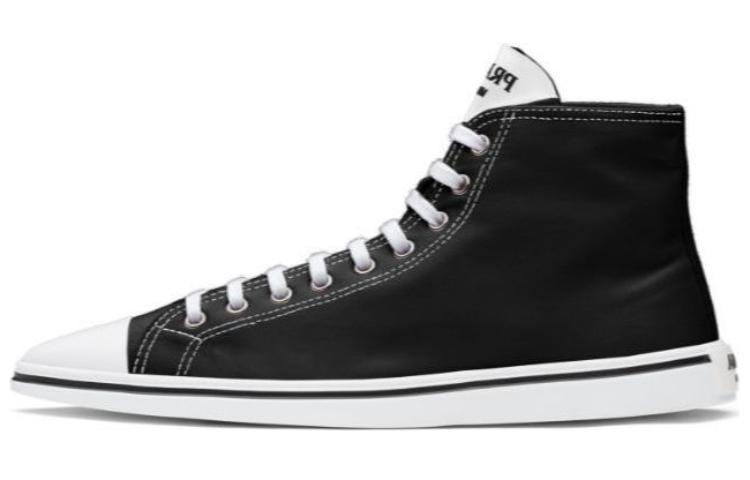 Buy PRADA普拉達 Synthesis 透氣輕便 高幫運動 時尚板鞋 女款 黑色