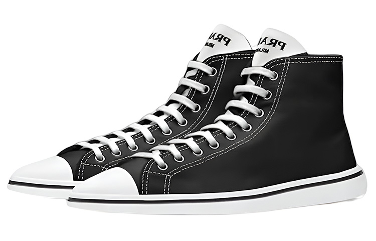 Lookbook PRADA普拉達 Synthesis 透氣輕便 高幫運動 時尚板鞋 女款 黑色