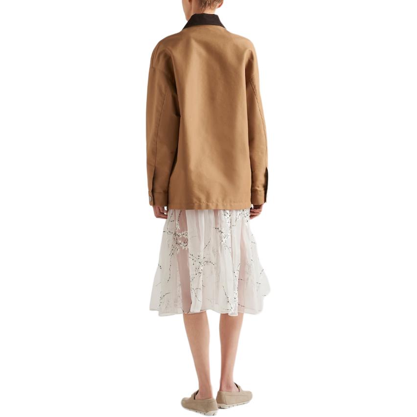 Shop (W) Prada 棕褐色單排扣休閒寬鬆長袖外套 292103-11HJ-F0040-S-WMO