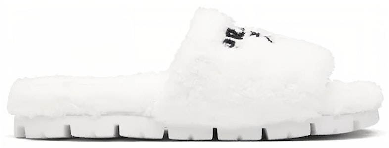 普拉達 毛圈織物時尚拖鞋 女款 白色 Order 普拉達 毛圈織物時尚拖鞋 女款 白色