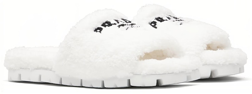 普拉達 毛圈織物時尚拖鞋 女款 白色 Lookbook 普拉達 毛圈織物時尚拖鞋 女款 白色