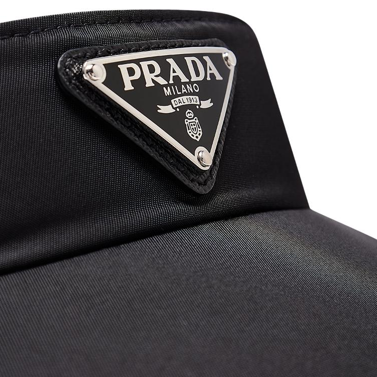 Shop (Women) PRADA Triangle Logo  Sun Hat - Black 1HV009_2DMI_F0002