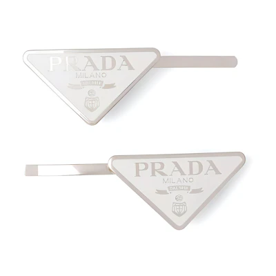 (Women) PRADA Triangle Logo Hair Clip Grey 1IF051_2BA6_F0009