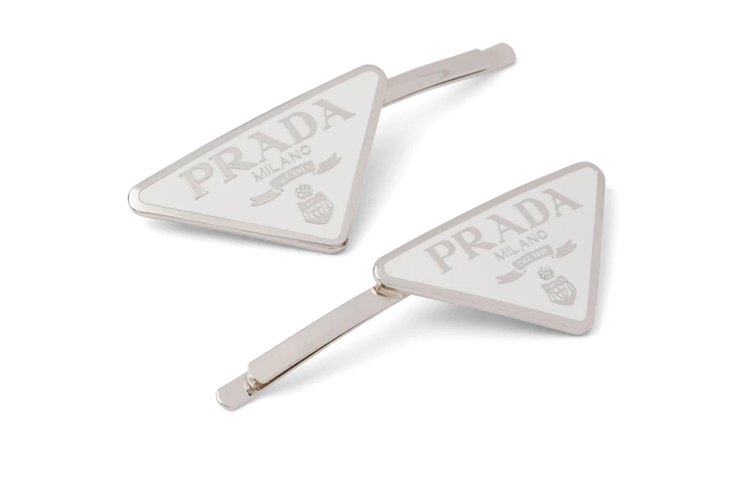 Lookbook (Women) PRADA Triangle Logo Hair Clip Grey 1IF051_2BA6_F0009
