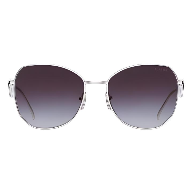 (Women) PRADA Triangle Logo Irregular Metal Sunglasses for Women - Silver. 0PR57YS1BC5D1