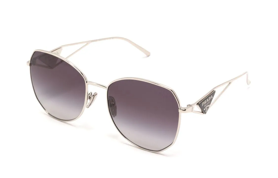 (Women) PRADA Triangle Logo Irregular Metal Sunglasses for Women - Silver. 0PR57YS1BC5D1 圖 2