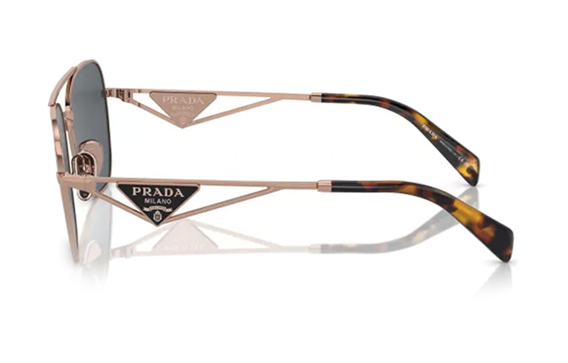 Shop (W) Gafas de Sol Aviador Metálicas PRADA Logo Triángulo Mujer Oro Rosa. 0PRA50S-SVF09T