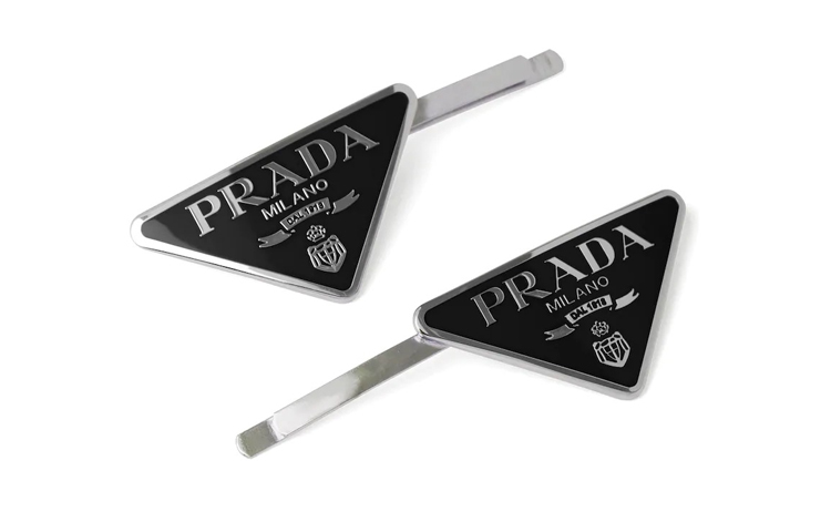 Lookbook (Women) PRADA Triangle Logo Metal Hair Clip for Women 1IF051_2BA6_F0002