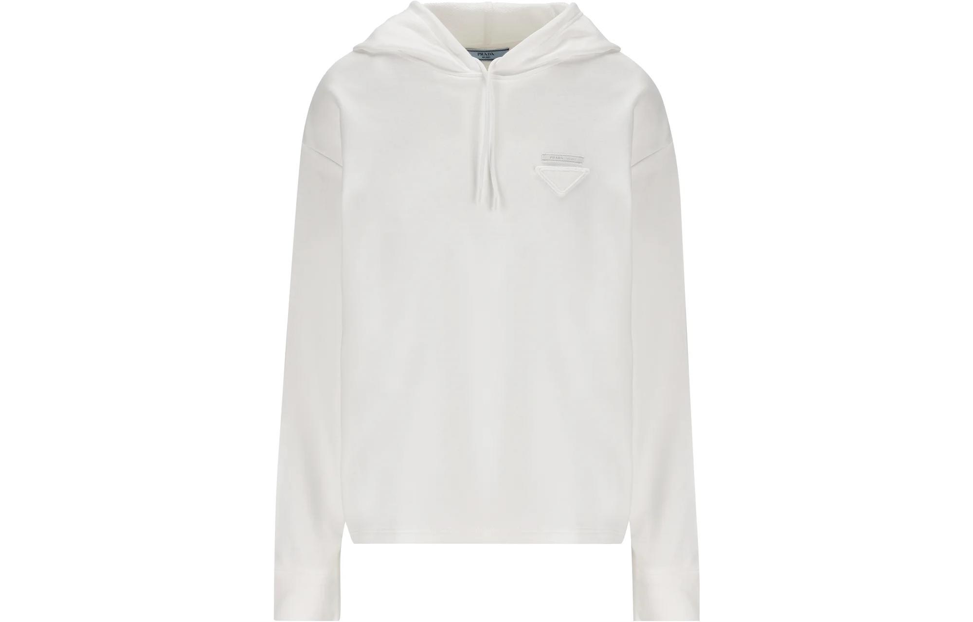 (Women) PRADA Triangle Logo White Pullover Hoodie for Women. 134672113BF0009S231