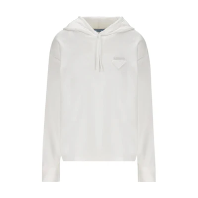 (Women) PRADA Triangle Logo White Pullover Hoodie for Women. 134672113BF0009S231