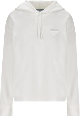 (W) 普拉达三角标志白色女士连帽卫衣 134672113BF0009S231 Order (W) 普拉达三角标志白色女士连帽卫衣 134672113BF0009S231