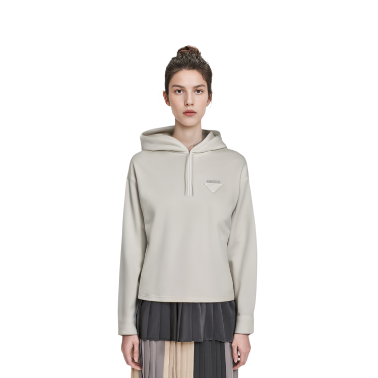 Shop (W) 普拉达三角标志白色女士连帽卫衣 134672113BF0009S231