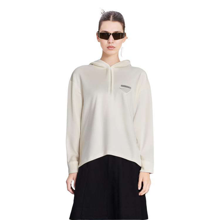 Purchase (W) 普拉达三角标志白色女士连帽卫衣 134672113BF0009S231