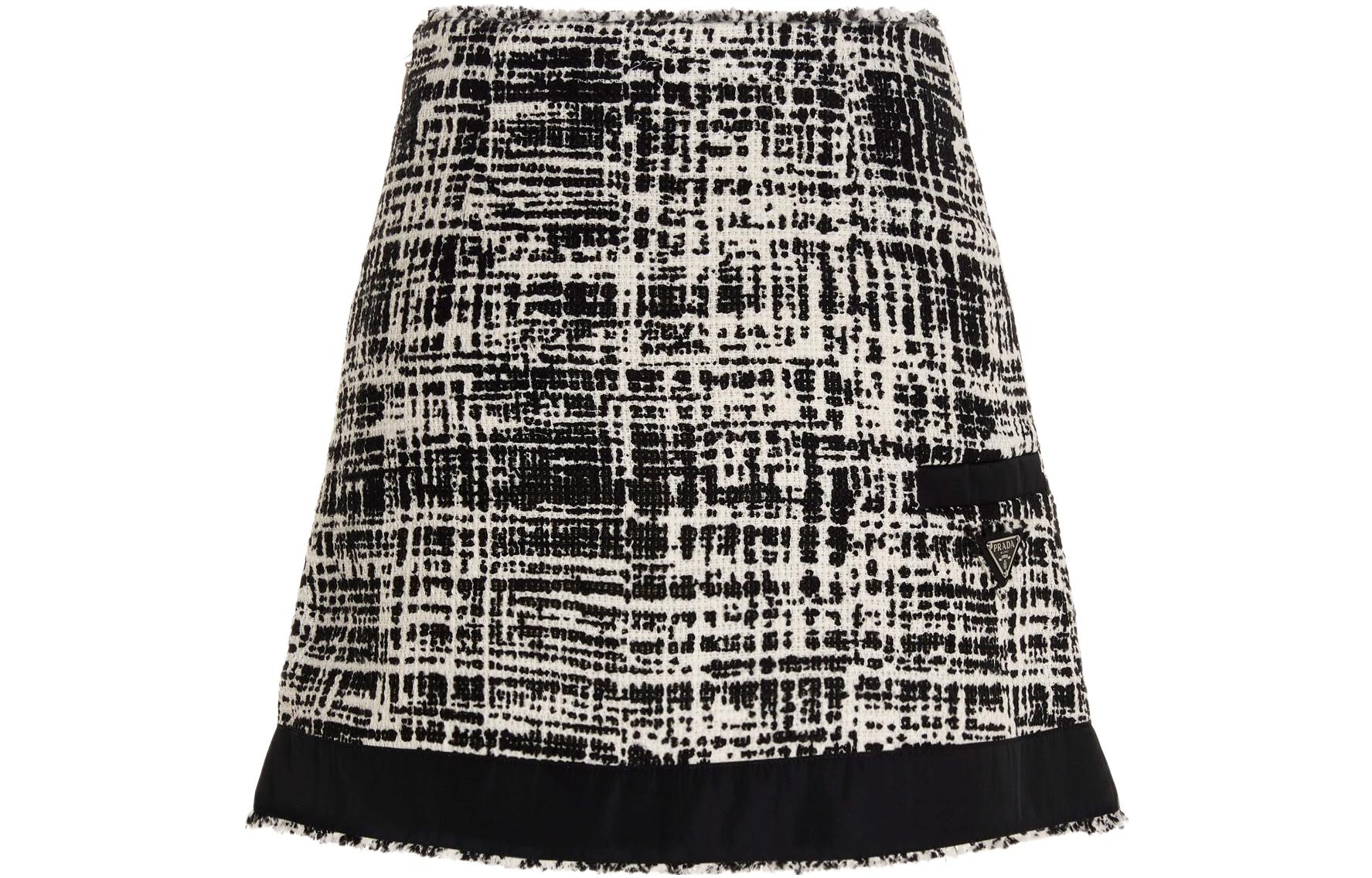 Lookbook (W) 普拉达 黑色粗花呢针织迷你裙 P164T-10FV-F0A72-S-221