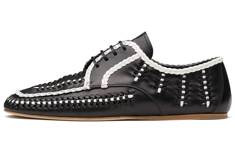 (Women) Prada two-tone Woven Lace-Up Shoes 'Black' 1E177M_3AVH_F0967_F_005